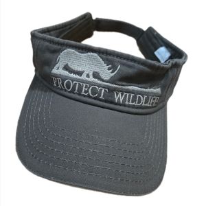 Gray Sports Visor with Protect Wildlife Rhino Logo